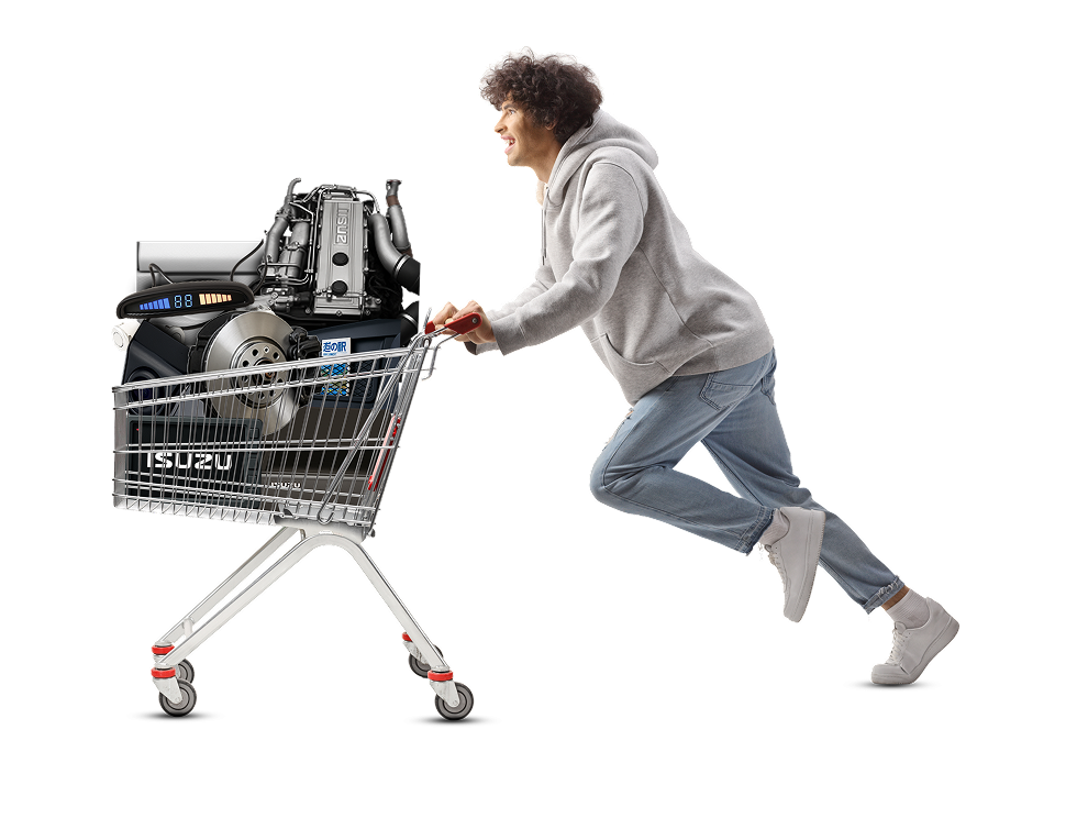 Man pushing cart